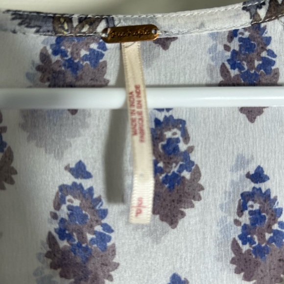 Free People Getaway Goa Top Buttondown High Low Sheer Tunic Floral Sz S Cruise - Picture 3 of 5